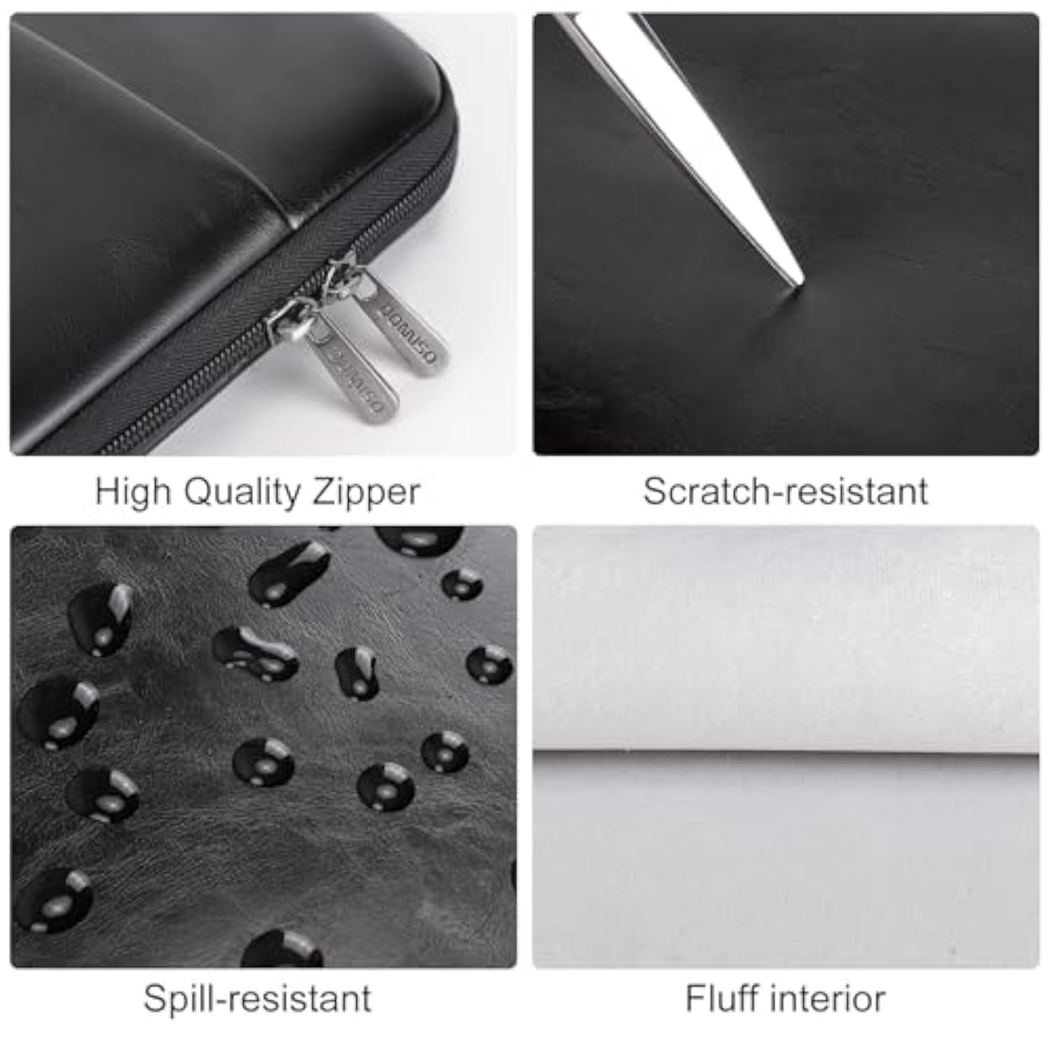 17.3 Inch Laptop Sleeve Case Water-Resistant Pu Computer Cover Bag For Hp, Dell Notebook,Black