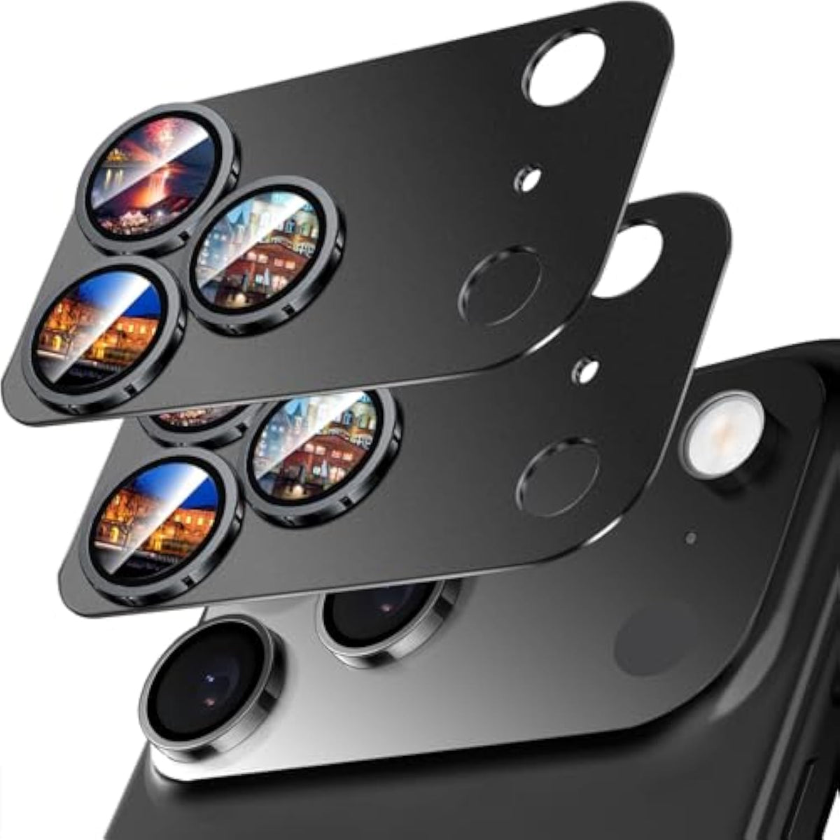 2 Pack Camera Lens Protector For Iphone 17 Pro Max Accessories, Metal Aluminum Alloy Tempered Glass Camera Protector, [Military Grade Shatterproof] [Case Friendly]-Black