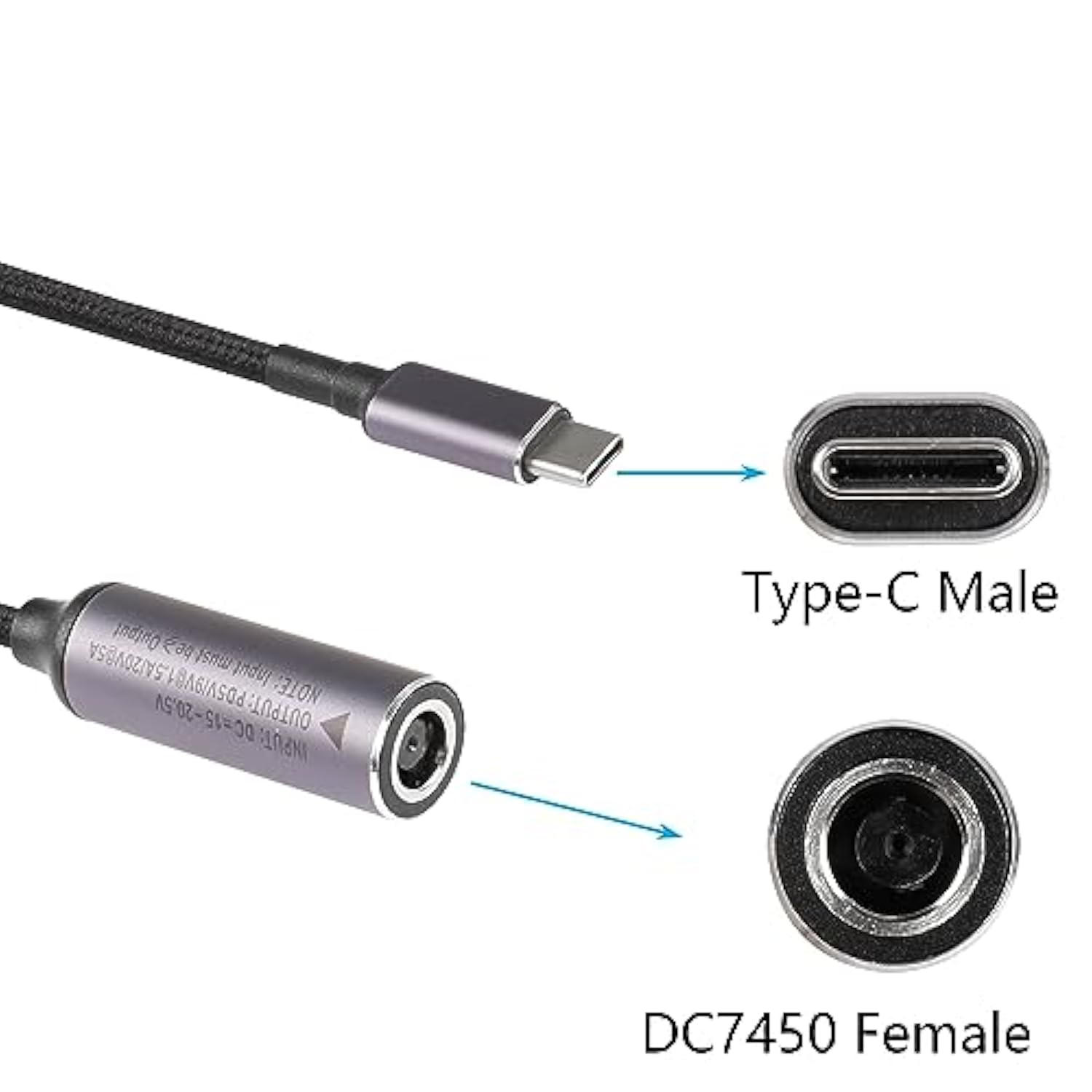 Pd Dc 7.4Mm X 5.0Mm Female(7.4Mm X 0.6Mm) Input To Usb Type C Male Power Charg