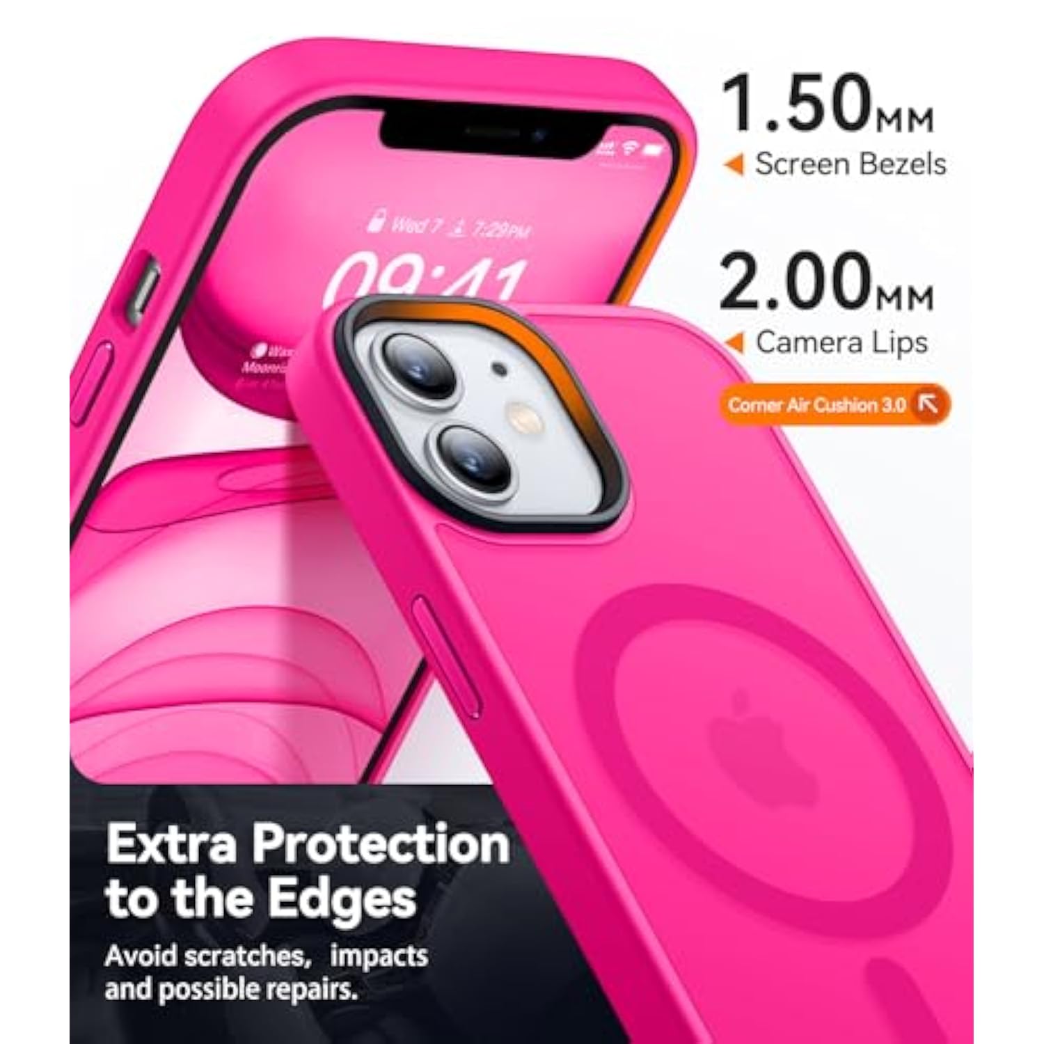 Magnetic Compatible With Iphone 11 Case [Compatible With Magsafe] [Translucent Matte] Slim Thin Shockproof Protective Bumper Cover Phone Case Cover 6.1 Inch - Hot Pink