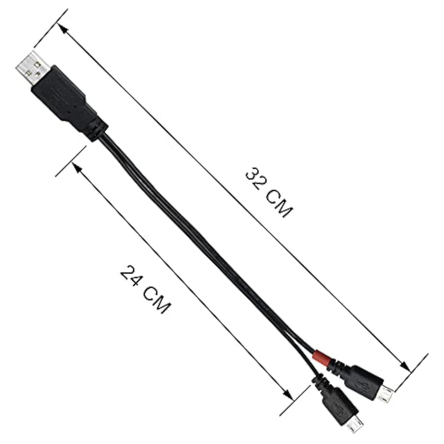 12 Inch Micro Usb Splitter Cable Usb 2.0 Type A Male To Dual Micro Usb Male Y