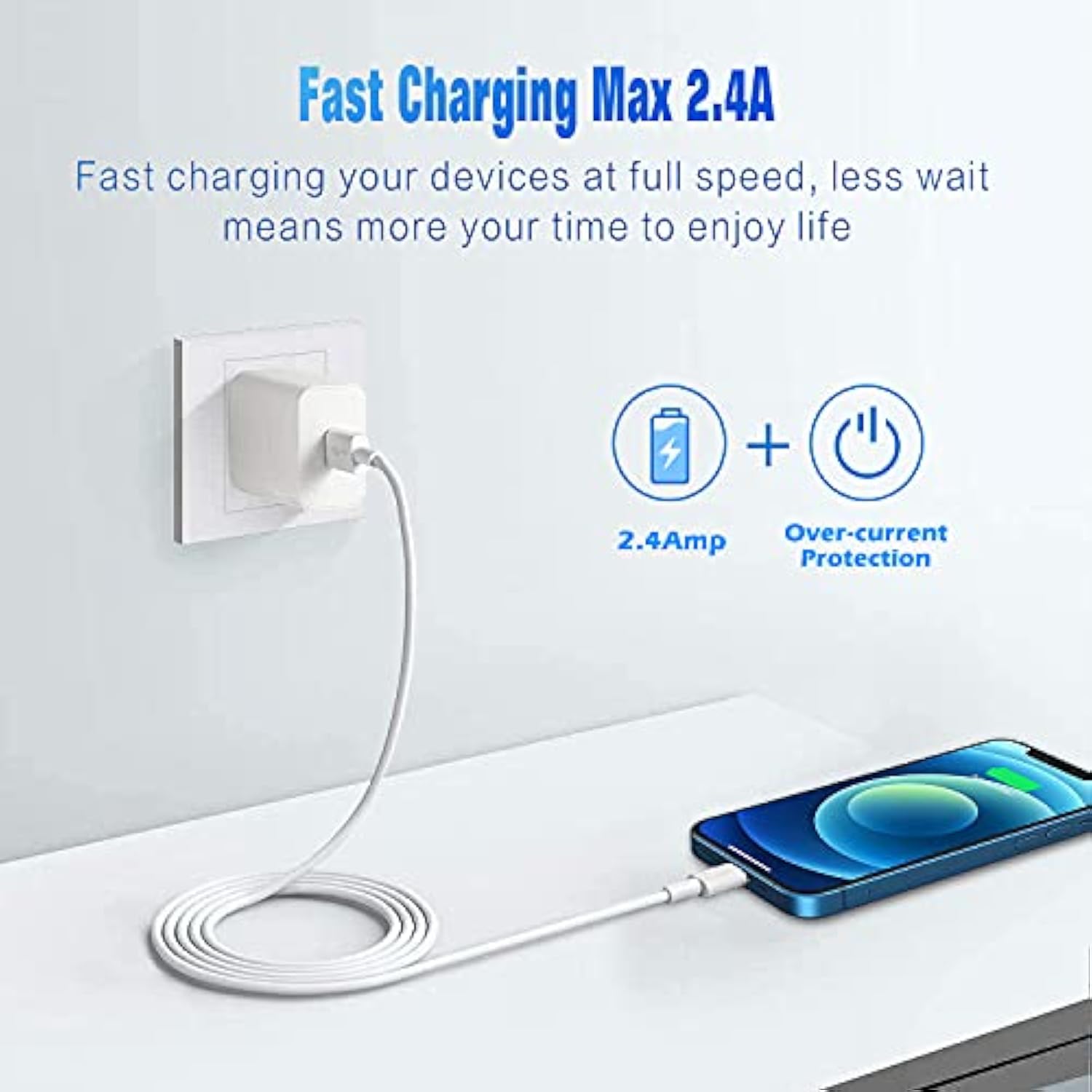 Iphone Charger Lightning Cable,2 Pack Apple Mfi Certified Usb Iphone Fast Chargering Cord,Data Sync Transfer For 13/12/11 Pro Max Xs X Xr 8 7 6 5 5S Ipad Ipod More Model Cell Phone Cables