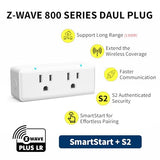 800 Series Zwave Dual Outlet Plug, On/Off Z-Wave Repeater Switch With 2 Individual Control Sockets, Hub Required, Z Wave Lr Smart Plugs Compatible With Smartthings, Hubitat, Fibaro (Mp26Z)