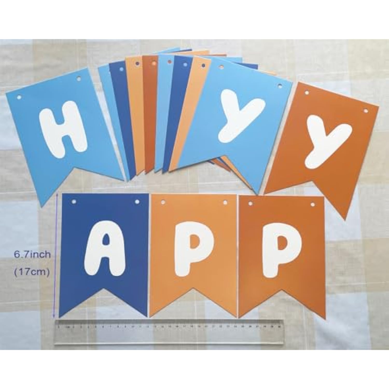 Blue And Orange Birthday Banner, Happy Children'S Celebration Bunting Banner Blue Orange Party Decorations For Boys Girls, Kids Decoration Boys’ 1St Birthday Decor