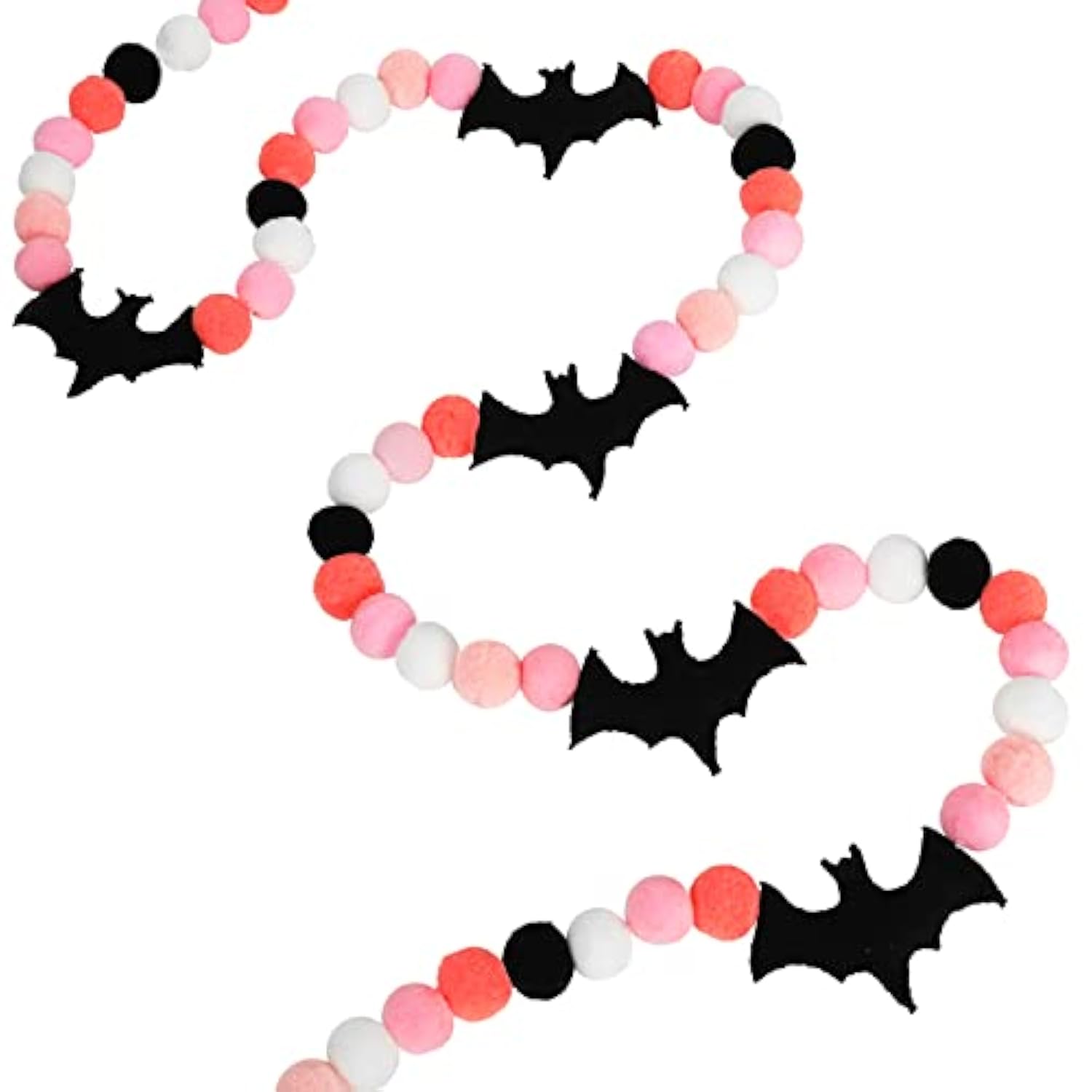 8.2Ft Halloween Banner Felt Bats Balls Banner Black White Pink Decorat