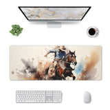 Gaming Mouse Pad, Large Non-Slip Rubber Base Mousepad, Keyboard Mouse Mat, Desk Pad With Stitched Edges, 31.5X11.8Inch, Western Cowboy