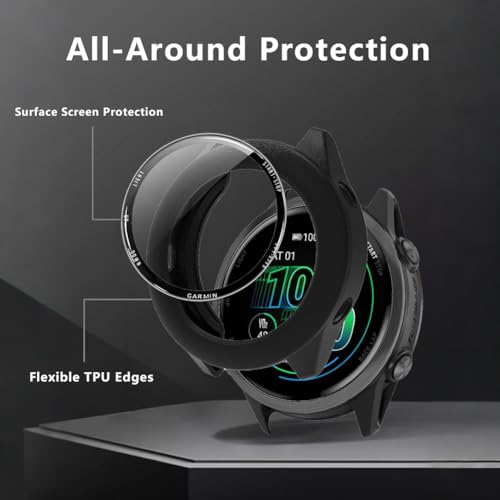 Watch Screen Protector (3+1Pack) Compatible for Garmin Forerunner 570 47mm,Full Coverage 3D Curved Edge Frame PET Film Anti-Scratch High Definition