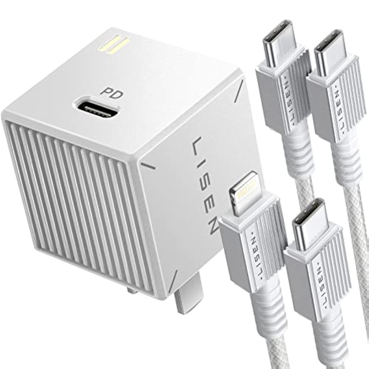 Usb C Wall Charger Block, 30W Gan Pd Fast Charger, Usb-C Charger Adapter With Usb C To Lighting For Iphone 14/13/12 Pro Max And Usb C To Usb C Cable For Ipad Pro