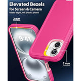 Case For Iphone 16 Plus 5G 6.7-Inch, Heavy Duty Rugged & Dual-Layer Shockproof Dropproof Protection With Port Anti Dust Scratch Back Cover Matte Armor Phone Case For Apple Iphone 16 Plus, Pink