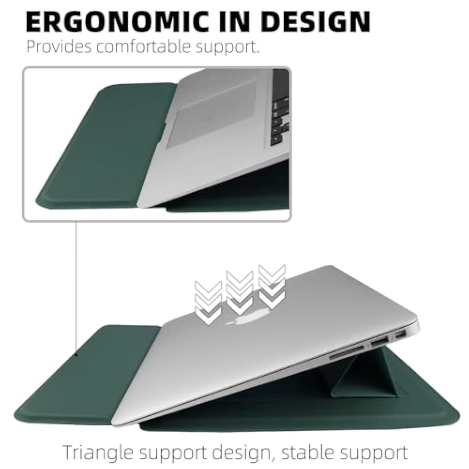 14 Inch Laptop Sleeve Case Pu Leather Case Compatible With New Macbook Pro 14 2021/Huawei Matebook 14 2021/Hp Chromebook 14'' /Dell Latitude 14/13.5'' Surface Laptop 3, Sleeve Pouch Dark Green
