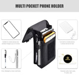 Dual Phone Holster,Belt Phone Pouch, Large Smartphone Pouch Cell Phone Holder, Multi-Purpose Tactical Cell Phone Holder For Work, Hiking, Camping, Barbecue, Rescue (Black)