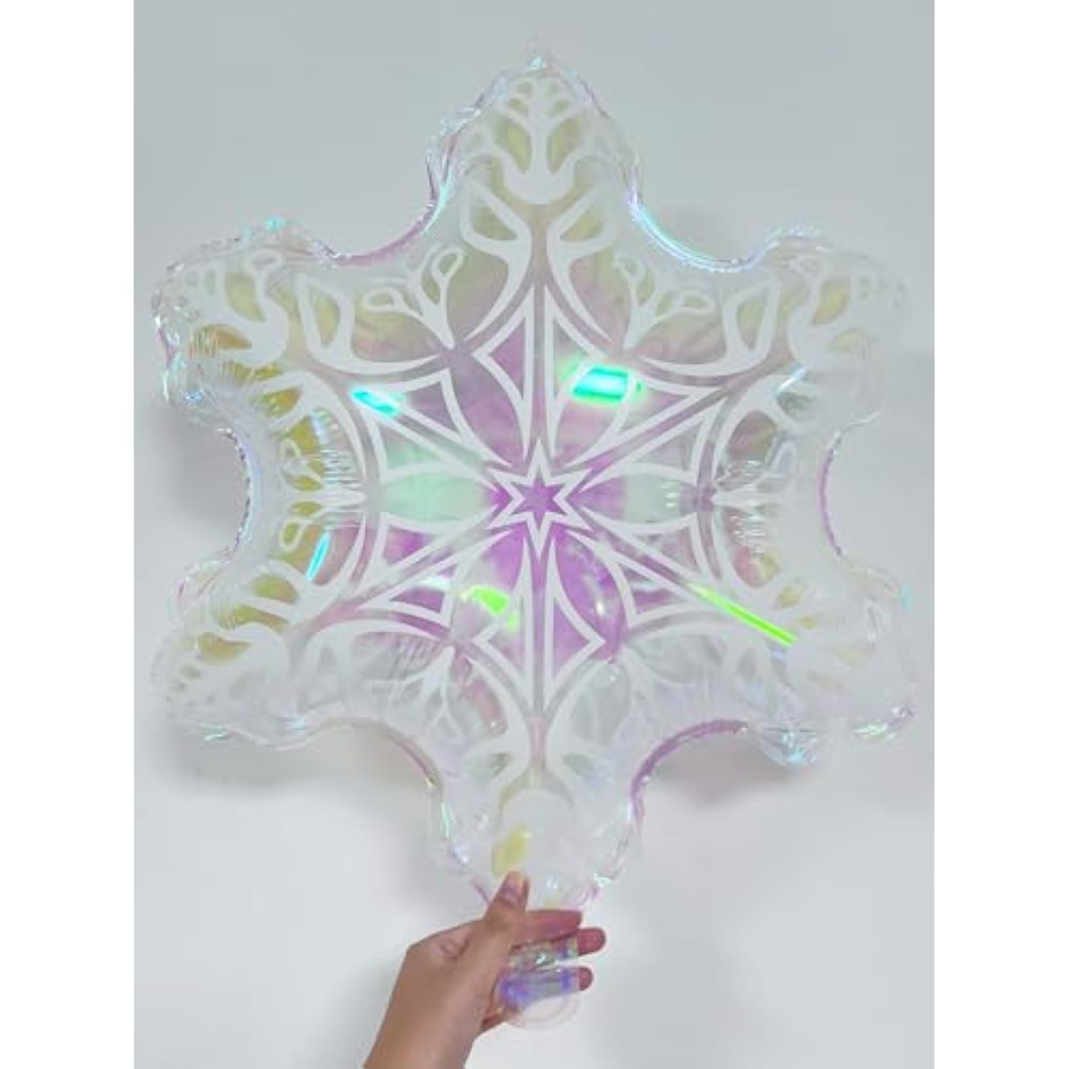 5 Pc Iridescent Snowflake Balloons 23 Inch Winter Party Decoration