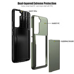 For Samsung Galaxy S22 Plus Case With Card Holder 5G 6.6 Inch Slim Dual Layer Heavy Duty Protective Wallet Case Hidden Card Slot (Green)