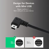 Dash Cam Power Cord, 9.8Ft 90 Degree Mini Usb Cable, Angle Mini Usb B Male To Usb A 2.0 Male Data Sync And Charging Cable For Garmin Nuvi Gps,Canon,Dash Cam (3M, Black Left Angle)
