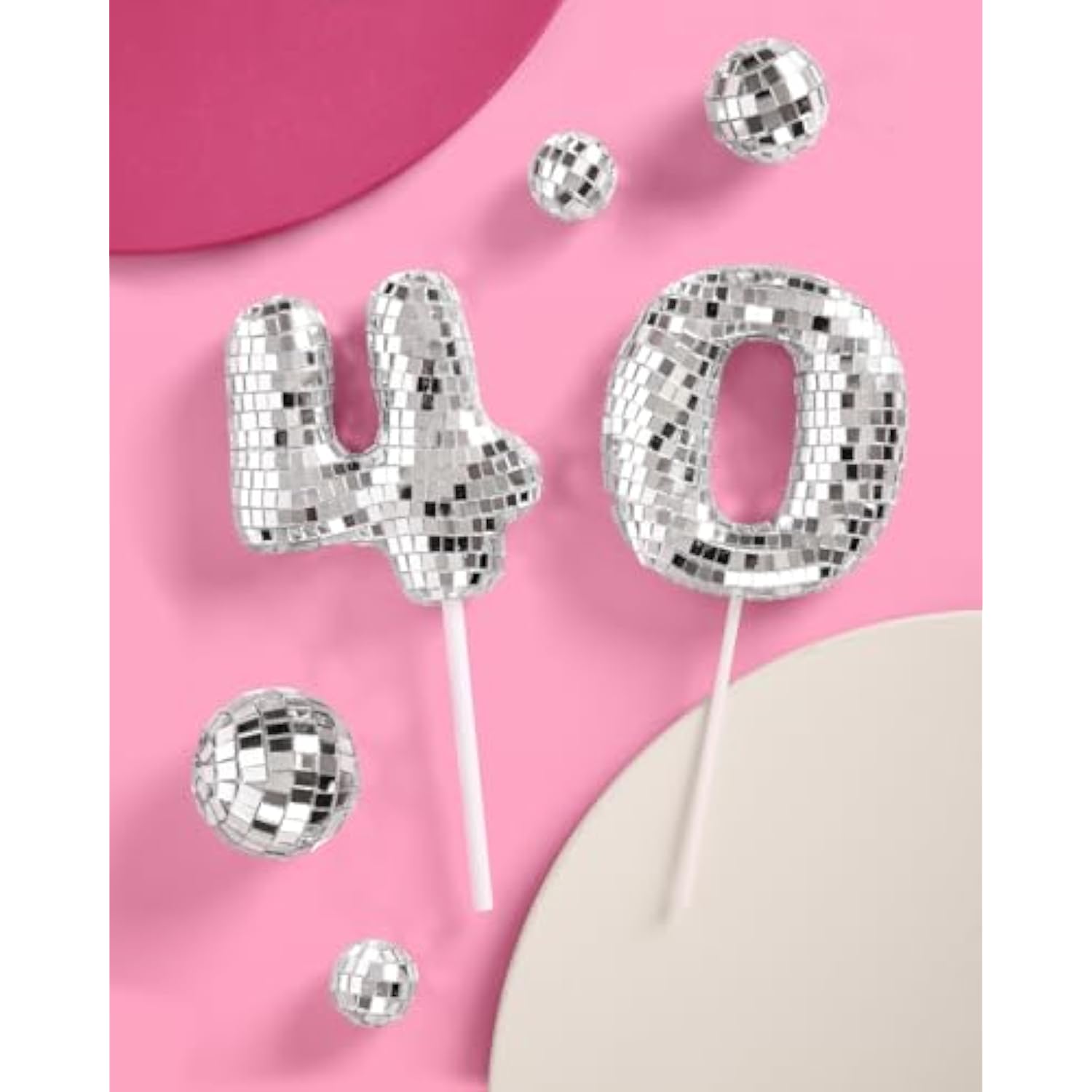 40Th Birthday Disco Cake Topper - 6 Pcs | Groovy Bday Party, Forty Supplies, Cute Boogie Decorations, 40 Dancing Queen
