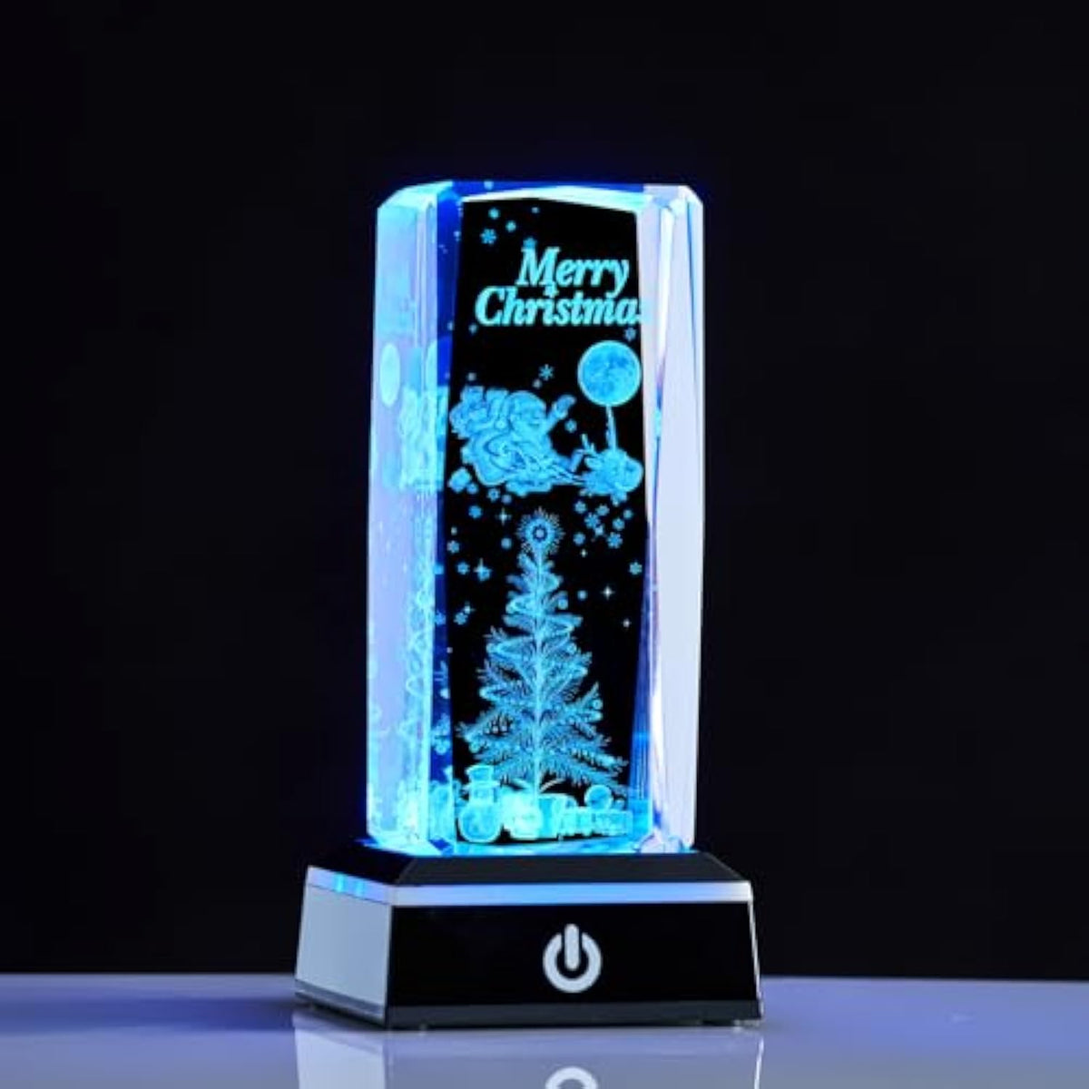 3D Crystal Night Light, K9 Crystal Led Lamp With Light Base, Merry Christmas Gifts For Kids, Women, Teens, Boys, Girls, Anniversary, Birthday, Holiday Room Decor(Merry Christmas)
