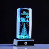 3D Crystal Night Light, K9 Crystal Led Lamp With Light Base, Merry Christmas Gifts For Kids, Women, Teens, Boys, Girls, Anniversary, Birthday, Holiday Room Decor(Merry Christmas)
