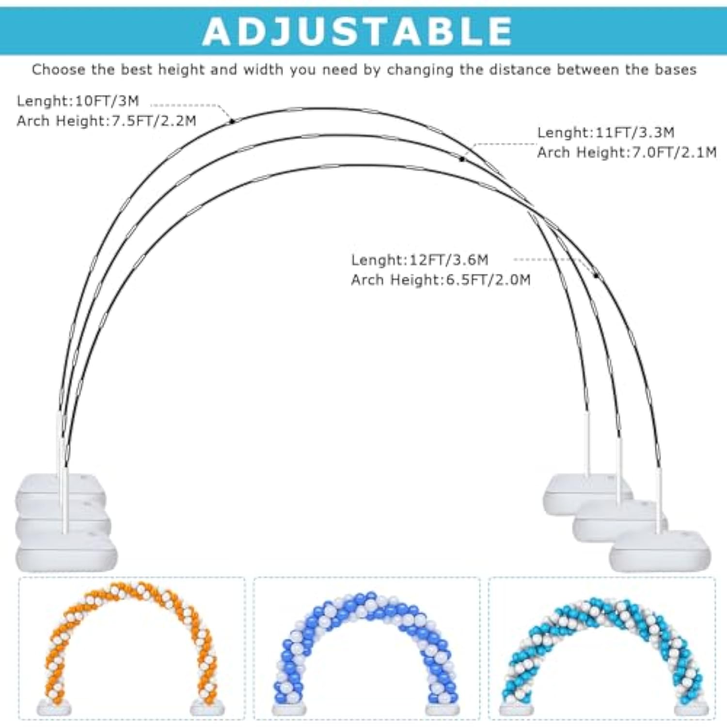 Updated Balloon Arch Kit, 21Ft Adjustable Balloon Arch Stand With Base In 9Ft Width And 10Ft Height, Threaded Design Ballon Arch For Birthday Baby Shower Party Kit