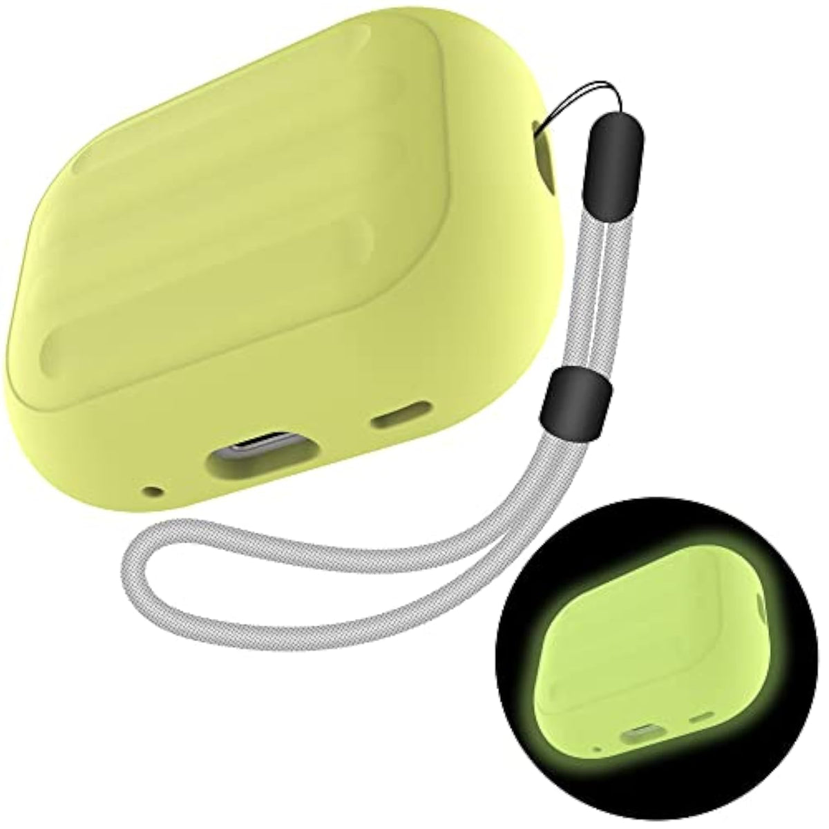 Keep Your Airpods Pro 2 Safe And Visible With Our Yellow Glow-In-The-Dark Anti-Lost Case, Featuring Thickening Design And Shatterproof Protection.