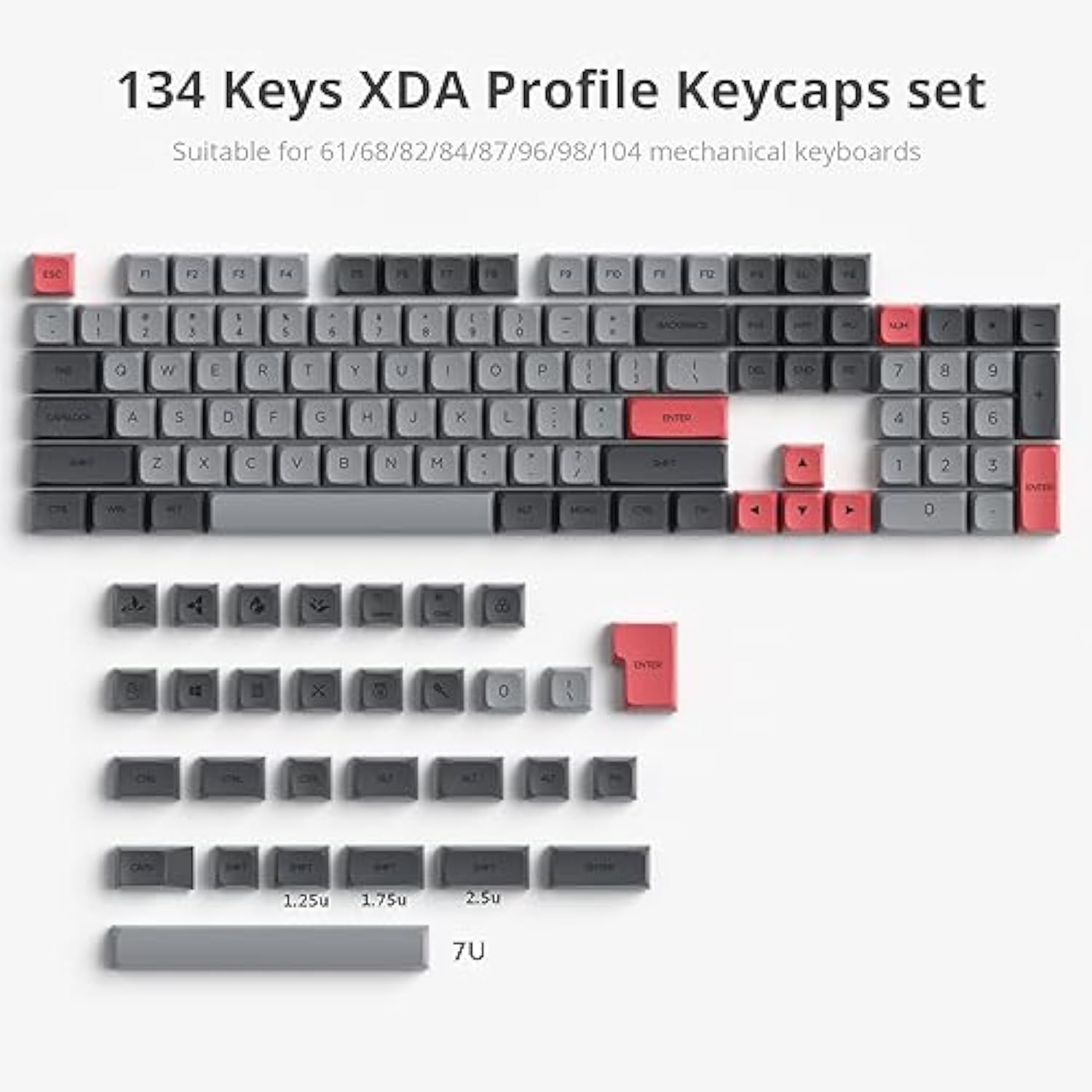 Retor Pbt Keyboard Keycaps Xda Profile Minimalist Custom Keycaps For 60% 75% F