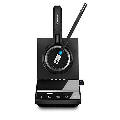 Sennheiser SDW 5066 (507024) - Double-Sided (Binaural) Wireless Dect Headset for Desk Phone Softphone/PC & Mobile Phone Connection Dual Microphone