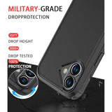 For Iphone 16 Case [Shockproof] [Dropproof] [Tempered Glass Screen Protector + Camera Protectors] Heavy Duty Protection Phone Case Cover For Iphone 16 (Black)