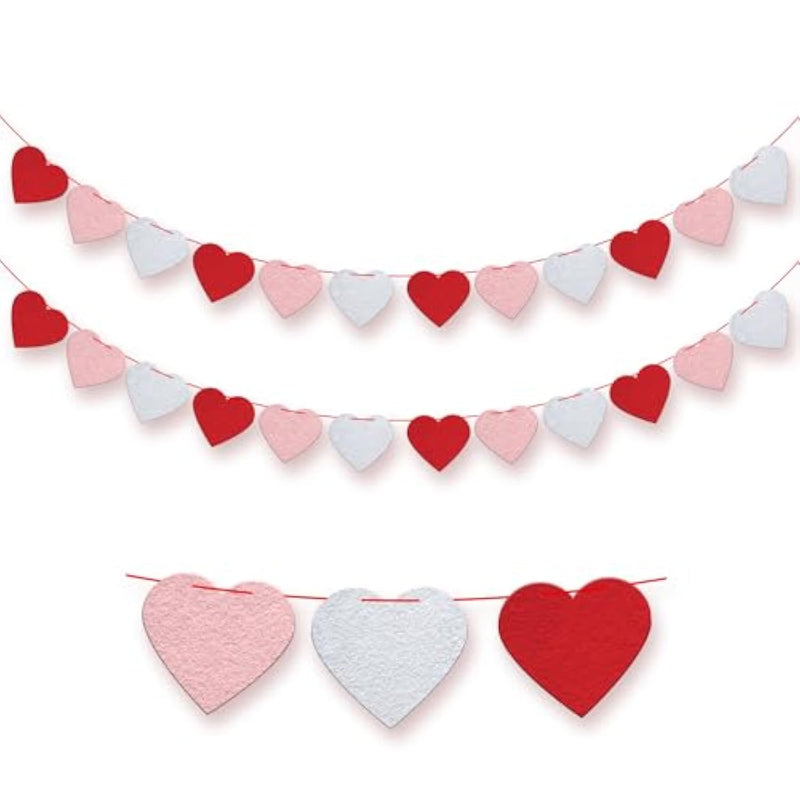 , Red Felt Heart Garland - 8.2 Feet No Diy | Heart Decorations, Anniversary Day Decorations | Love Garland, Engagement Party Decorations | Love Decorations, Romantic Decorations Special Night