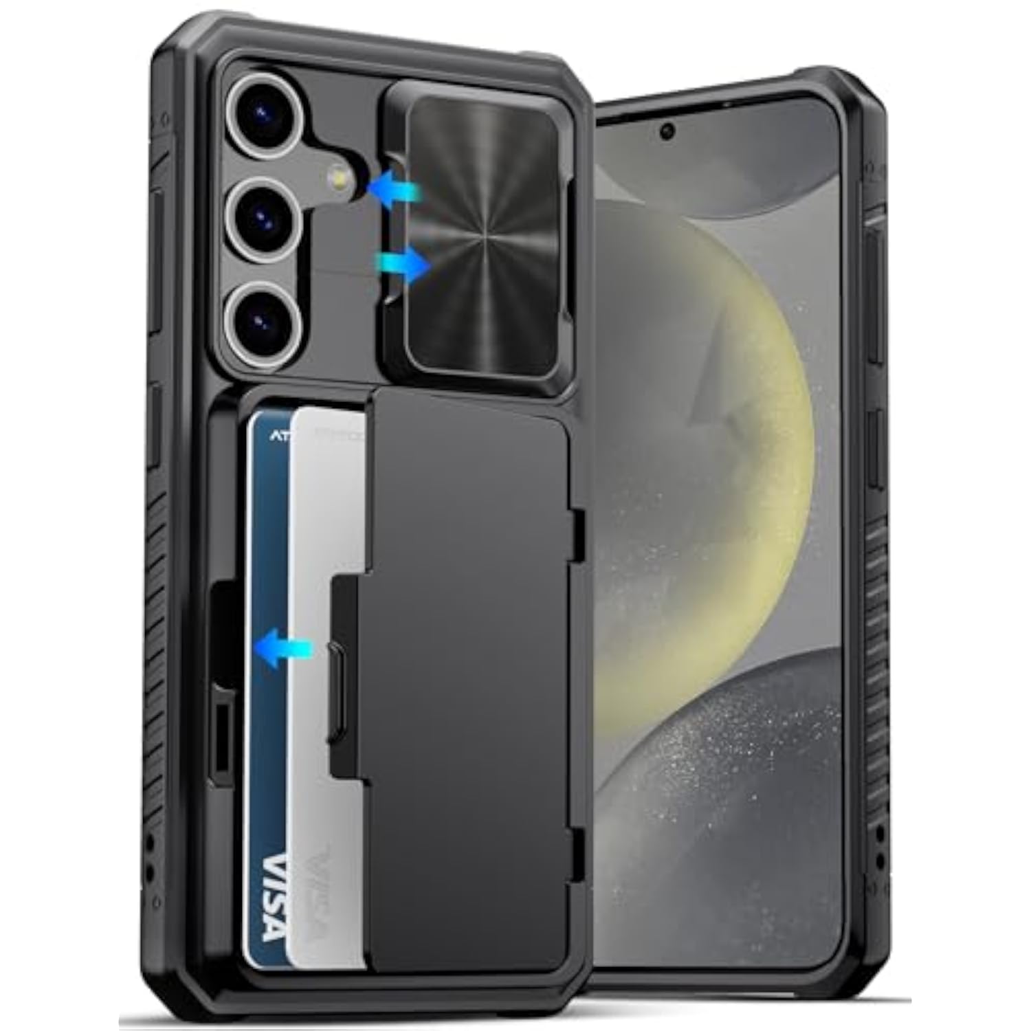 Samsung Galaxy S24 Wallet Case with Card Holder (4 Cards), Black - Premium Protection and Organization