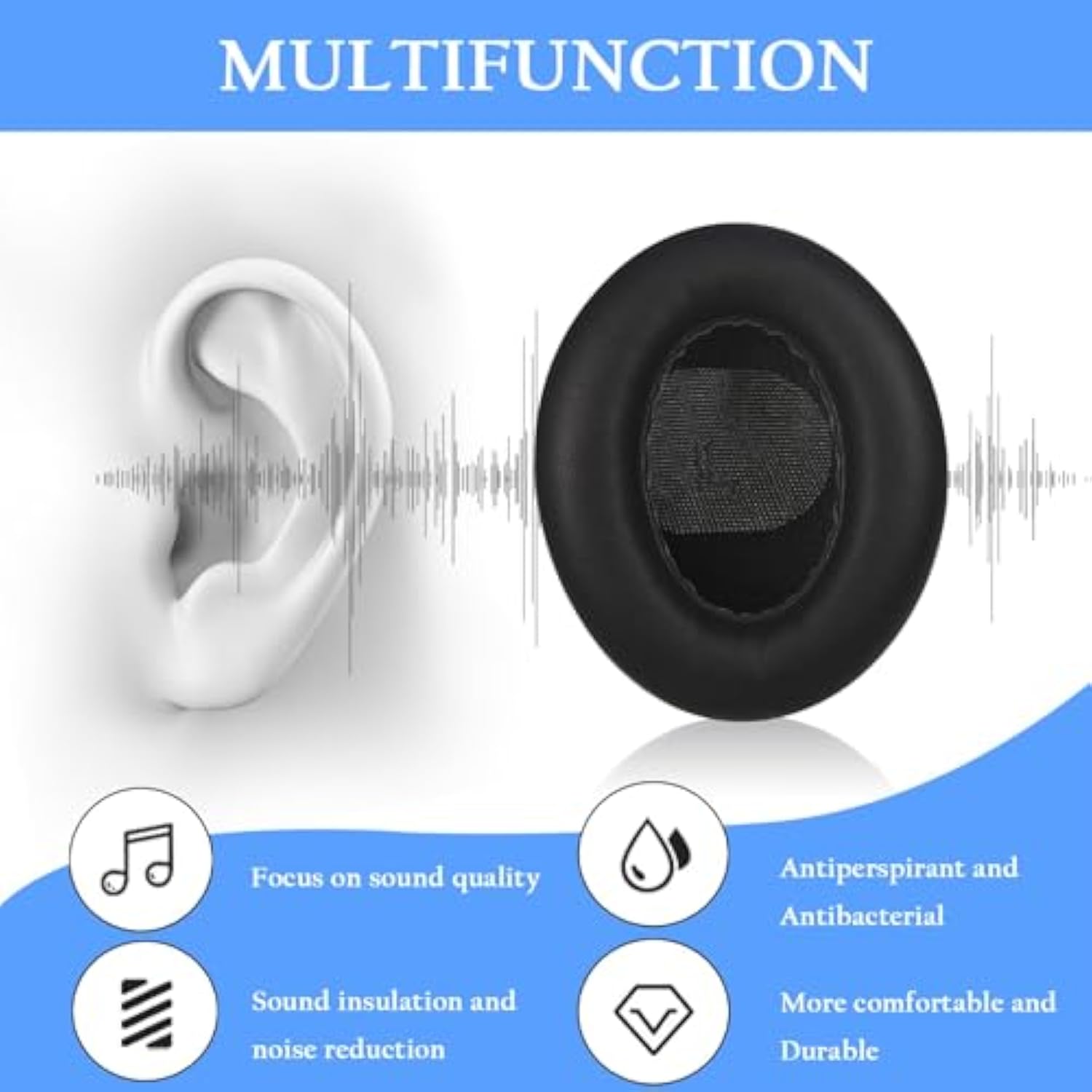 Qc Ultra Replacement Earpads Cushions For Bose Quietcomfort Ultra Wireless Noise Cancelling Headphones,Qc Ultra Ear Pads,Ear Cushion With Soft Protein Leather?Black?