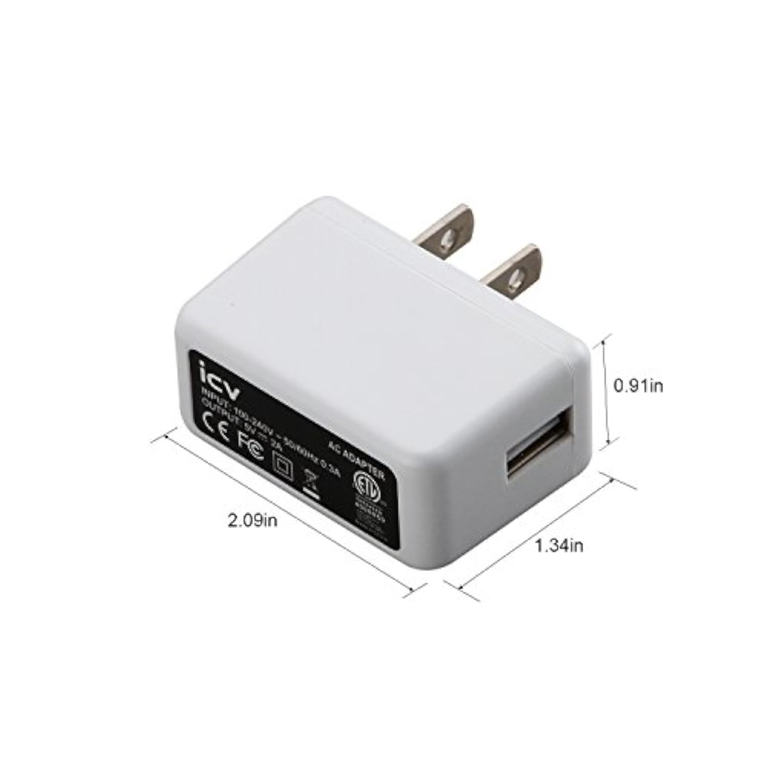 Usb Wall Charger – 5V 2A 10W Ac Power Adapter With Us Plug For Phone, Tablet And Other Related Usb Powered Devices Small And Lightweight – Designed For Safety(White)