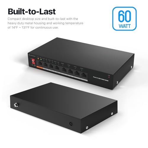 8-Port Switch With 4-Ports Poe+ 802.3Af/At 60W, Metal Housing, (Agps8E4P-At-60-V2)