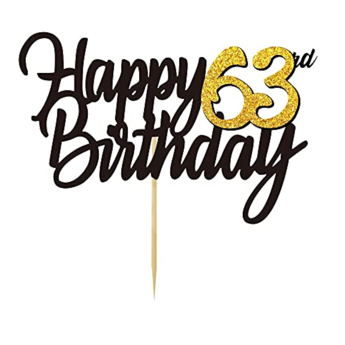 Happy 63Rd Birthday Cake Toppers Glitter 63Rd Anniversary Cake Topper 63 Years Loved Bday Decorations 63 Gold Birthday Cake Decorations Sixty-Three Party Supplies For Women Men(Black Gold)