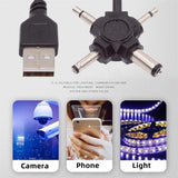 4-in-1 Power Plug USB 2.0 Type-A Male to DC 5V 5.5x2.1mm 4.0x1.7mm Mono 3.5mm 2.5mm Barrel Connector Charge Cable 150CM