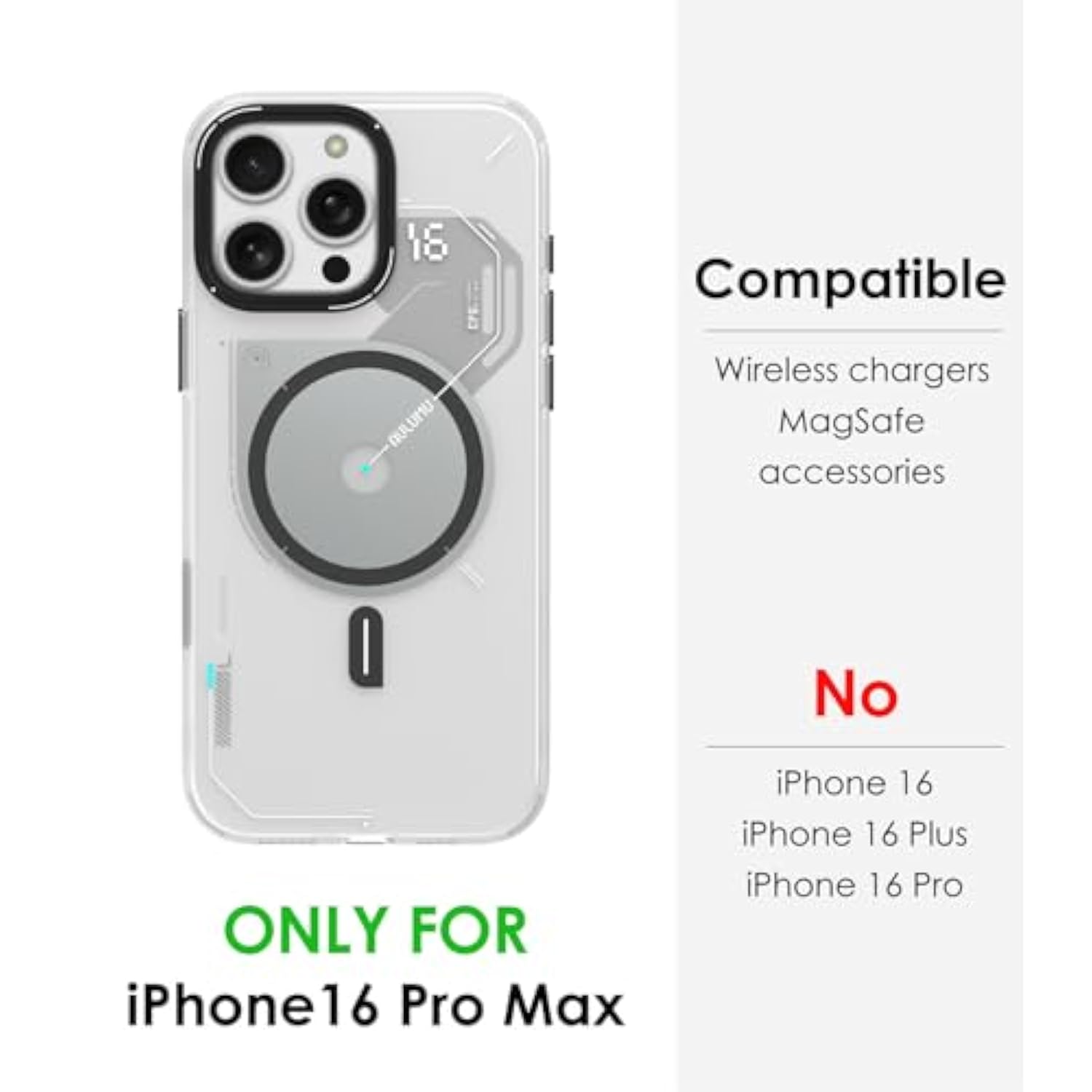 A16 For Iphone 16 Pro Max Magnetic Thermal Case | Updated Camera Control | Imd Technology | Compatible With Magsafe | Complete Wrap-Around | Touch Translucent White