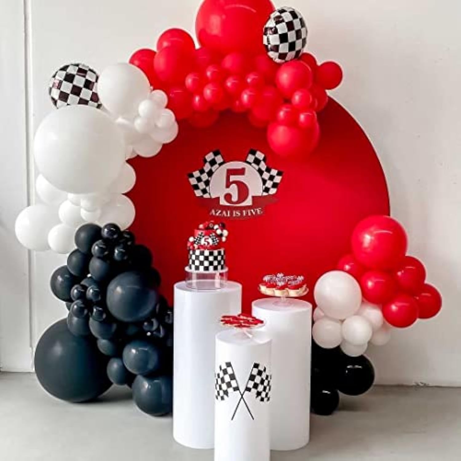 Race Car Balloon Garland Kit: Checkered Flag Party Decorations