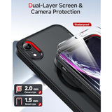 iPhone XR Phone Case with Dual Camera Screen Protector Black