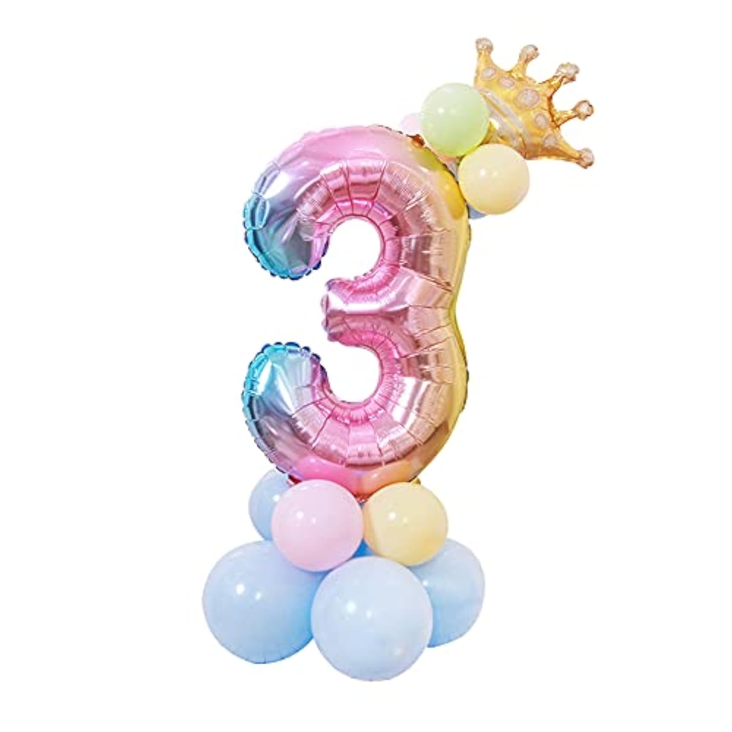 32"Large Size Rainbow Number 1 Balloon Set Children'S Birthday Party Aluminum Foil Balloon Set (3)