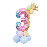 32"Large Size Rainbow Number 1 Balloon Set Children'S Birthday Party Aluminum Foil Balloon Set (3)
