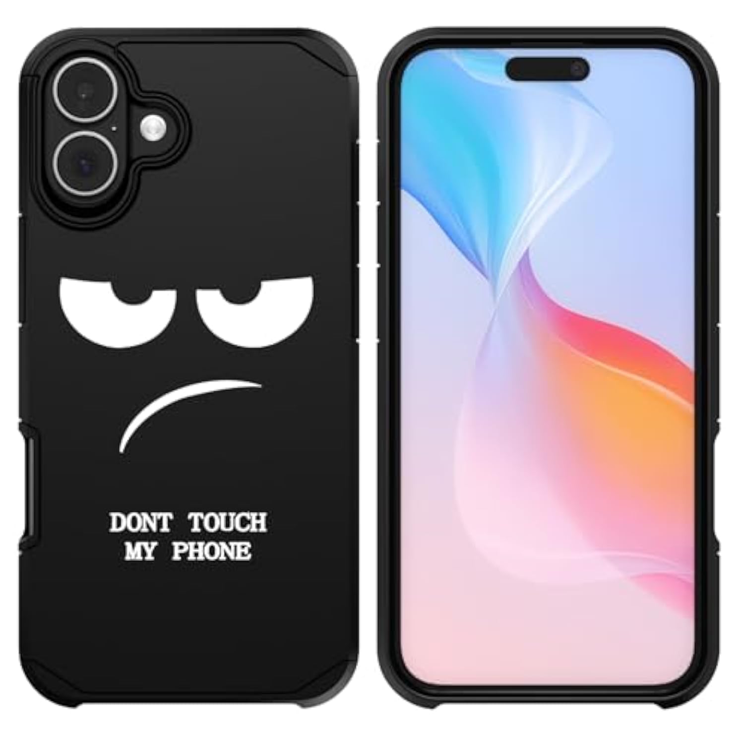 For Iphone 16 Case, Cute [Don'T Touch My Phone] Shockproof Dual Layer Slim Protective Silicone Plastic Cover For Kids Boys Men Phone Case (Iphone 16 6.1-Inch)