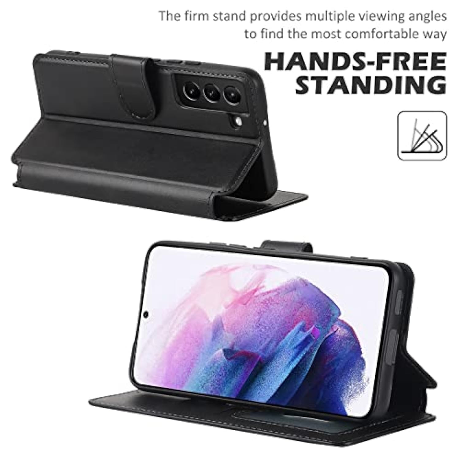 Case For Samsung Galaxy A16 4G/5G Premium Pu Leather Simple Wallet Case [Card Slots] [Kickstand] [Magnetic Closure] Shockproof Flip Cover For Samsung Galaxy A16 4G/5G - Black