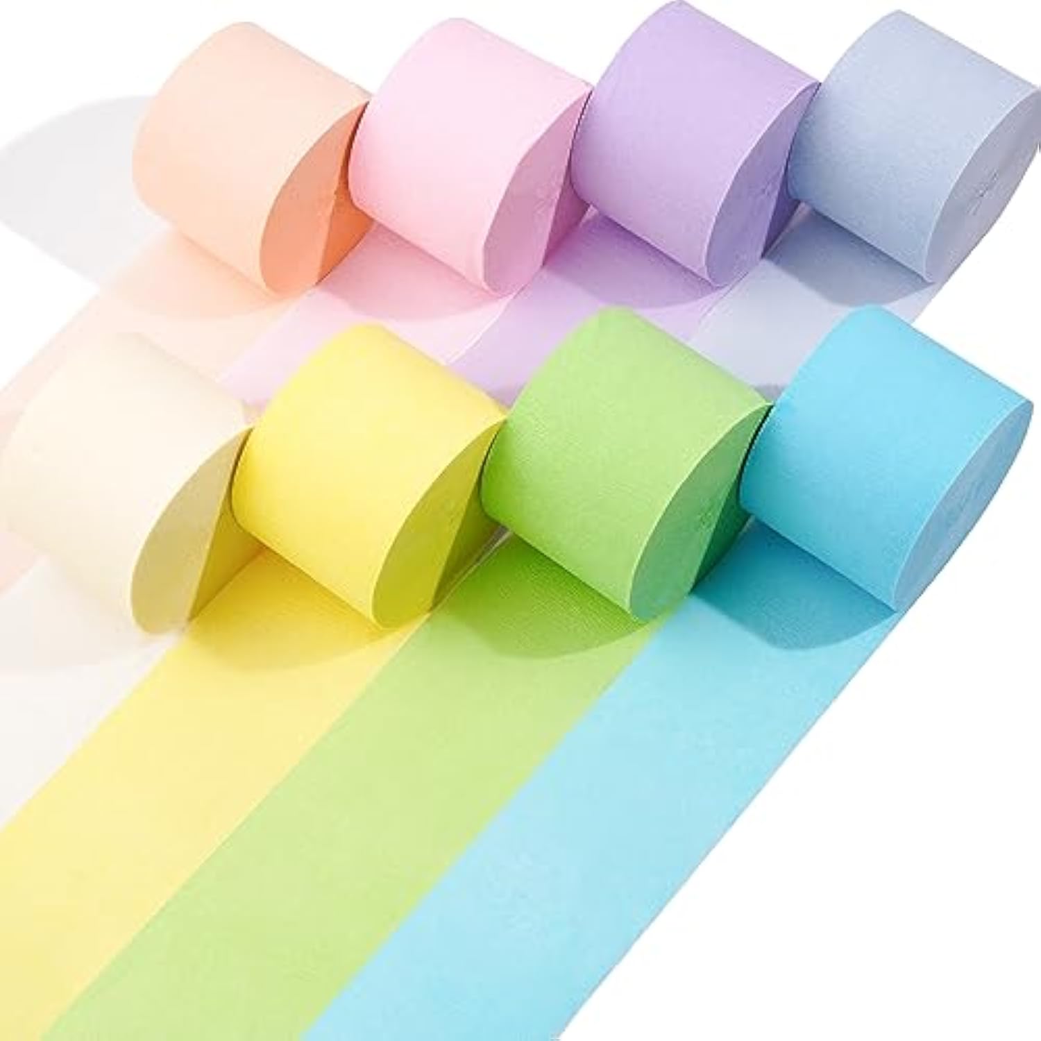 8 Pastel Streamers, 656Ft Pack Of Pastel Birthday Decorations, Rainbow Party Decorations, Backdrop Party Supplies For Wedding Decor (1.8 Inch X 82 Ft/Roll)