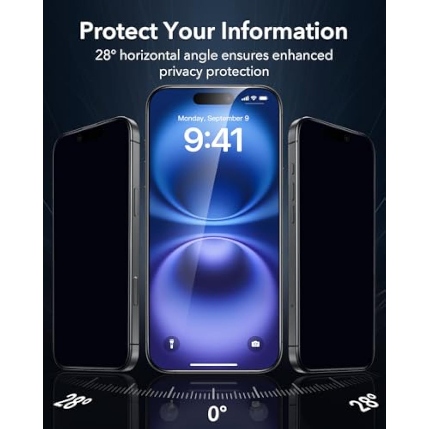 3-Pack Privacy Screen Protector for iPhone 16/15, Anti-Spy, Easy Install, Case Friendly