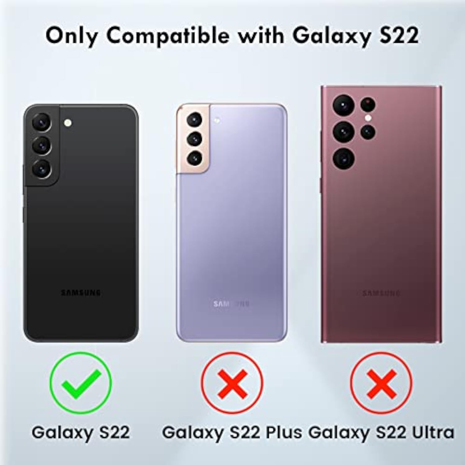 Samsung Galaxy S22 Case with Stand & Camera Cover Black, Protective Phone Case with 360° Foldable Kickstand, Wireless Charging Compatible, Shock Absorption and Drop Protection