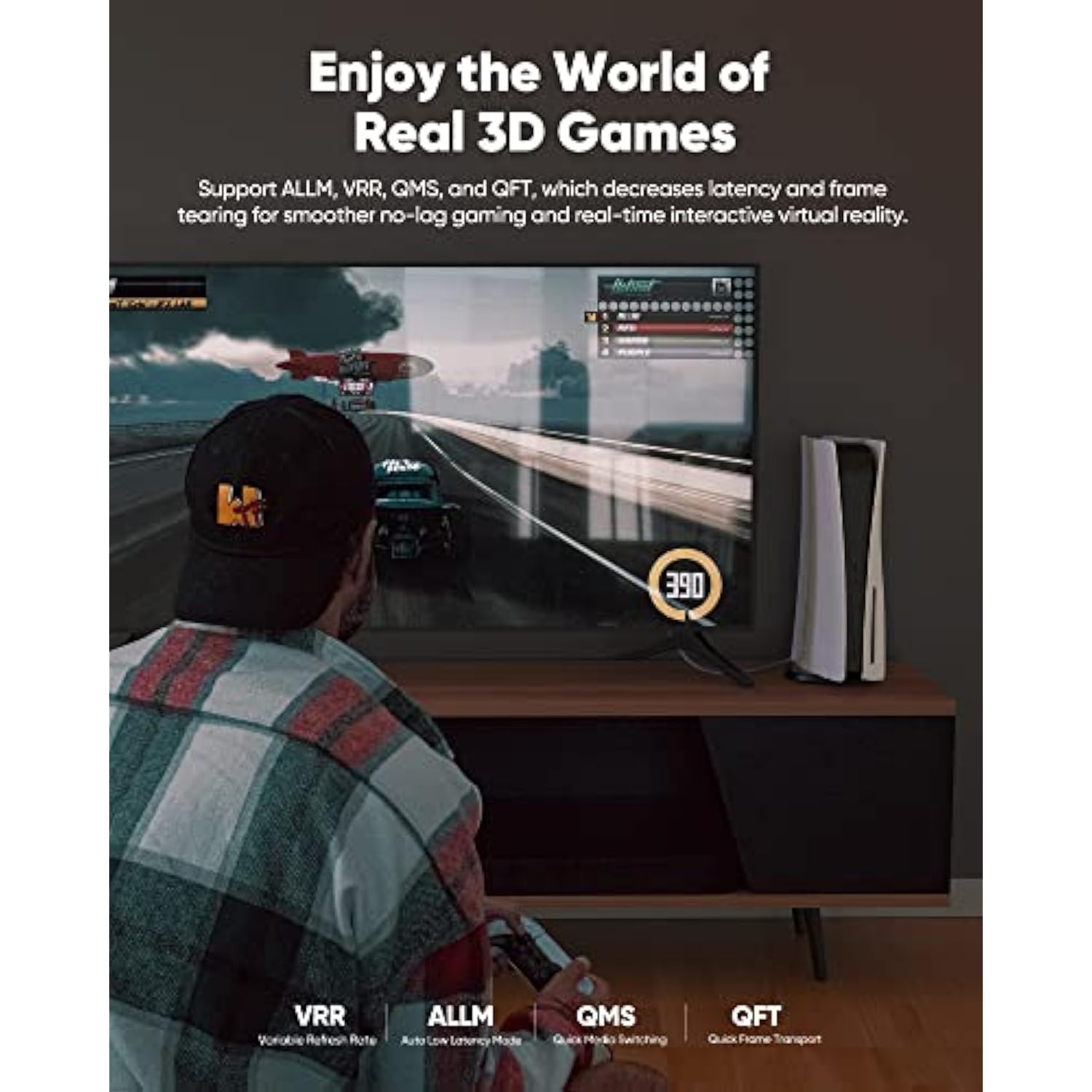 8K@60 Long Hdmi Cable 15Ft/5M, 48Gbps 2.1 High Speed Gaming Hdmi Cord 4K120 14