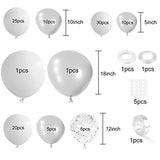 108 Pcs White Silver Balloon Garland Arch Kit 5 10 12 18 Inches Pastel White Silver Confetti Balloons for Birthday Wedding Bridal Showers Baby Shower Party Decorations