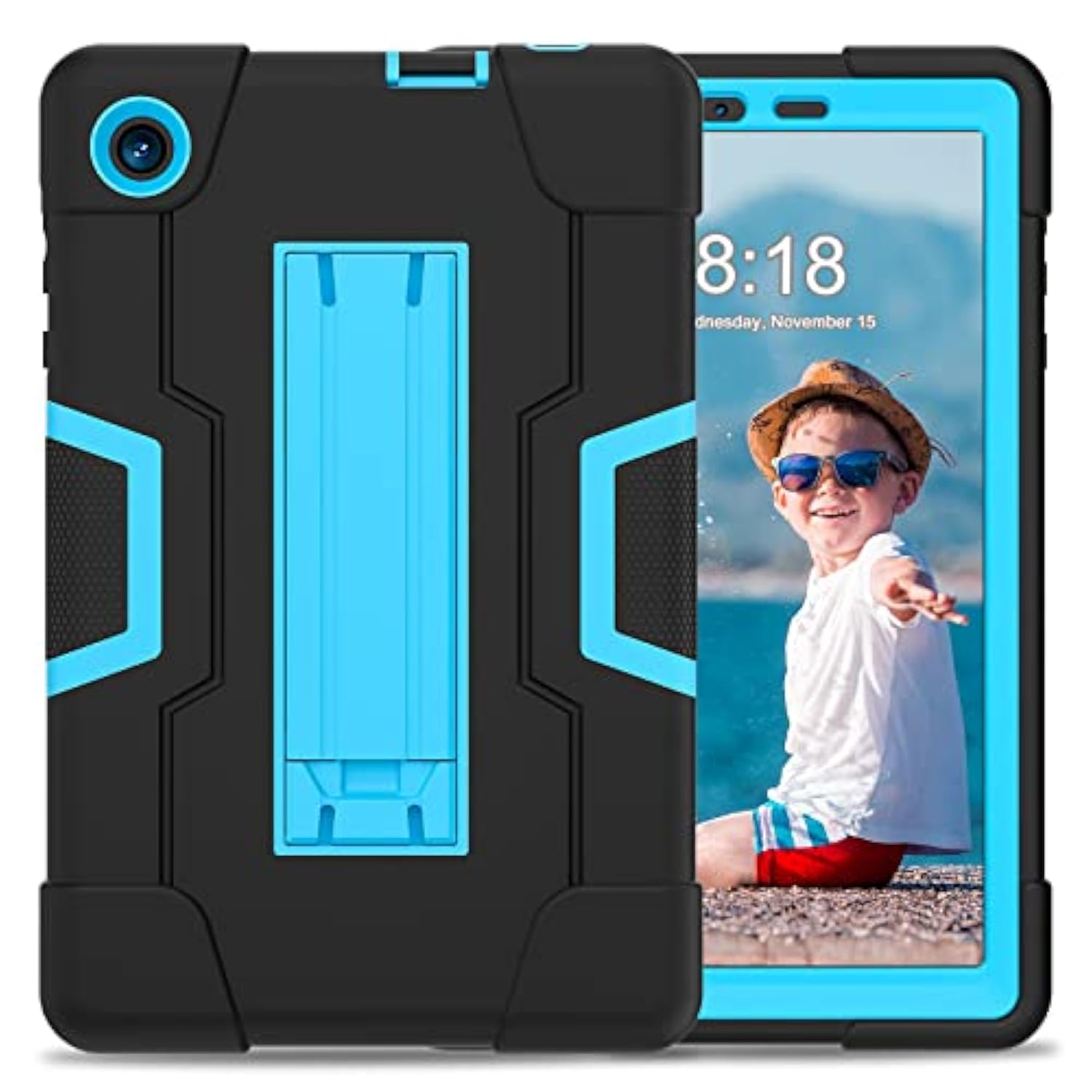 Case For Tcl Tab 8 Le 9137W / Tab 8 Wifi 9132X,Heavy Duty Rugged Shockproof Case With Hand Strap Shoulder Strap Kickstand Case For Tcl Tab 8 Le 9137W / Tab 8 Wifi 9132X Black+Blue