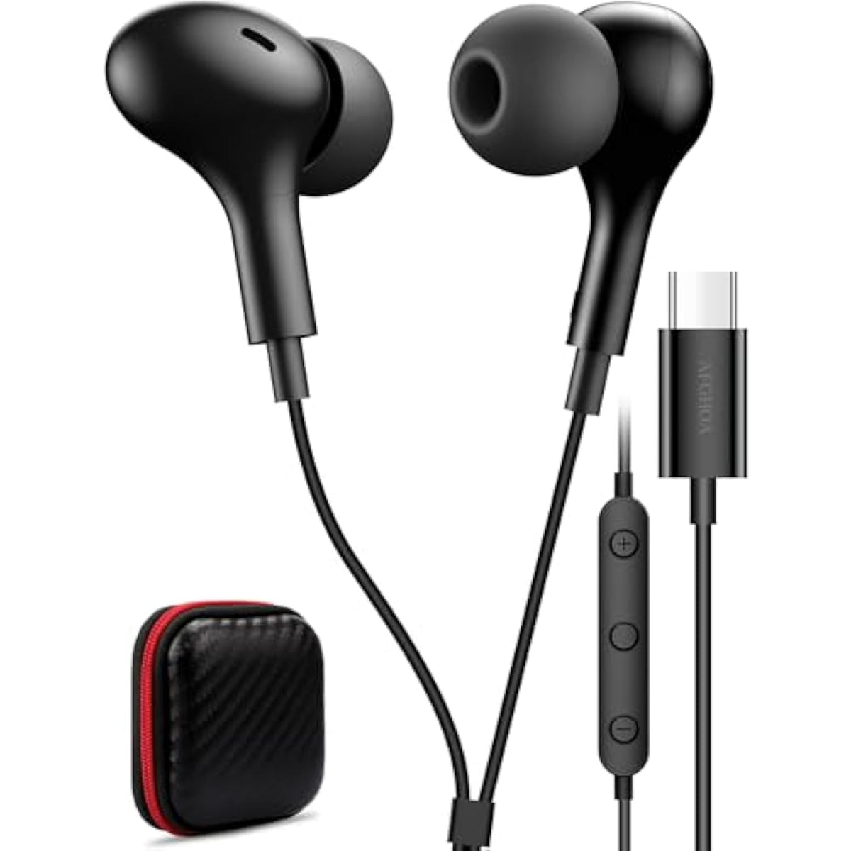 USB-C Earbuds with Mic, Bass, Noise Canceling, Magnetic, for Samsung/iPhone 15