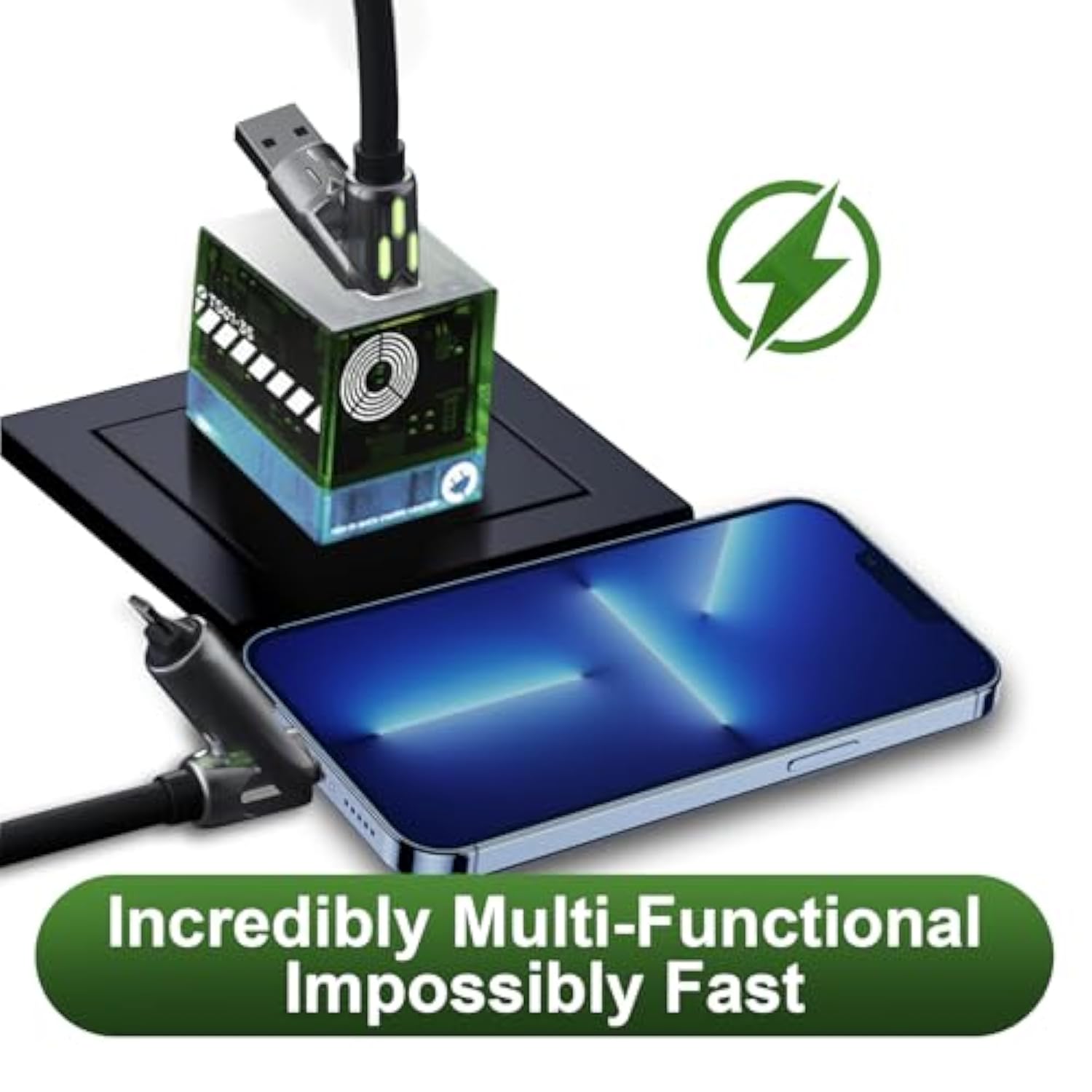 240W 4-In-1 Multi Fast Usb Charging Cable With Breathing Light, Usb A Type C Lightning Cable For Iphone 16 15 14 13 12 11 Pro Max Ipad Samsung Galaxy Macbook Ipad Tablets & More (6Ft, Black)