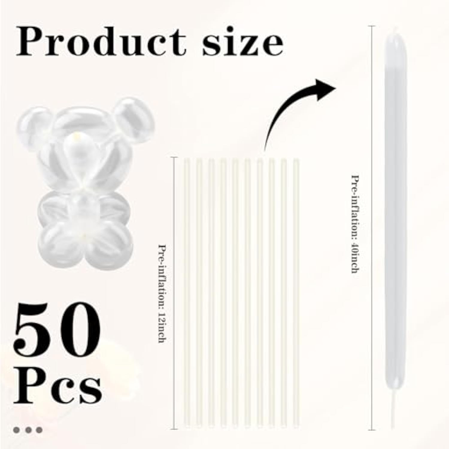 Clear Balloons 260 Long with 50 Animal Shapes for Arches and Balloon Animals