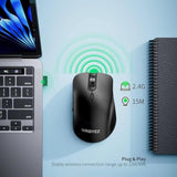 Wireless Mouse, 2.4G Ergonomic Optical Mouse, Computer Mouse For Laptop, Pc, Computer, Chromebook, Notebook, 6 Buttons, 3200 Dpi, 3 Adjustment Levels?Black?